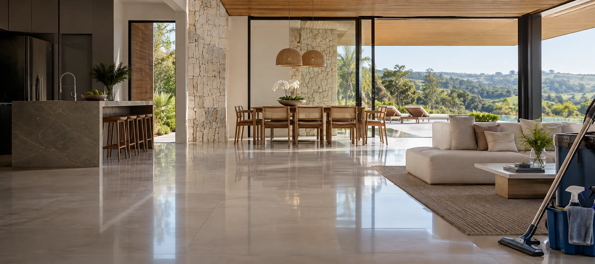 Ambiente pronto após limpeza pós-obra profissional